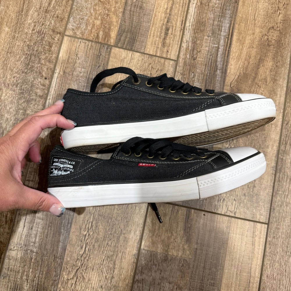 Levis Black Denim Low Top Sneakers Womens 10 Mens 8.5 - Picture 3 of 7